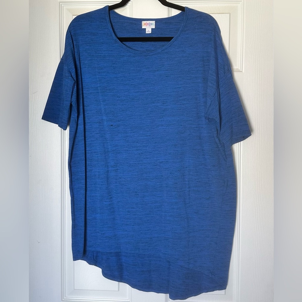 LuLaRoe Irma Heathered Blue Short Sleeve Tee